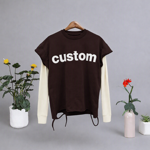 T-shirt vintage oversize à manches longues et col rond pour homme, imprimé lettres, délavé à l'acide, style streetwear, en tissu éponge 100 % coton, écologique - Product Image 4