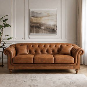 Vietnam Factory Luxury Leather Button Tufted <b>Sofa</b> <b>Bed</b> with Eco-Friendly Foam Cushions Modern 3 Seater for Villa Living Room Deco - Product Image 1