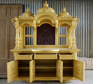Templo de teca artesanal de gran tamaño para el hogar, calidad de exportación, Swaminarayan Pooja Mandir a precios de mayorista, fabricante en EE. UU. - Product Image 3