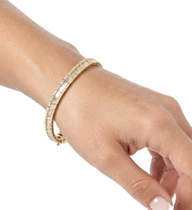 DEF Color VS VVS Clarity IGI Certified 10K 14K 18K <b>Solid</b> Gold Baguette & Round Cut Lab Grown Diamond Eternity Tennis <b>Bracelet</b> - Product Image 5