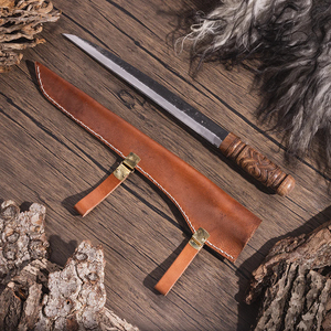 Couteau Viking forgé à la main, lame en acier carbone de 16 pouces, manche en bois de noyer avec étui en cuir, couverts de collection - Product Image 4