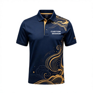 Polo de Manga Corta con Estampado Geométrico Azul para Hombre, Tejido de Punto de Secado Rápido, Estilo Deportivo, Corte Regular - Product Image 2