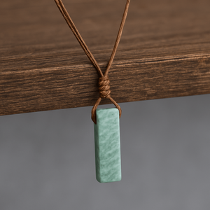 Amazonite Aura Natural Crystal Pendant Necklace with Adjustable <b>Rope</b> <b>Chain</b> for Men and Boys - Product Image 4