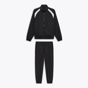 Chándal Negro para Hombre, Cierre de Cremallera Completo, Corte Regular, Cuello Alto, Color Sólido, Transpirable, Poliéster, Ropa Deportiva Informal - Product Image 5
