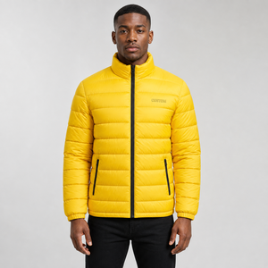 Dernière collection 2026 : Doudoune jaune pour homme, col montant, fermeture éclair, coupe-vent, décontractée, hiver, en polyester synthétique isolé - Product Image 4