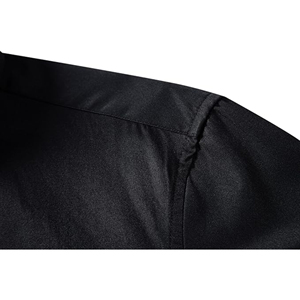 Chemises habillées décontractées pour hommes à col montant tricoté, anti-plis, à manches longues et boutonnées, en polyester/coton satiné - Vente en gros à prix avantageux - Product Image 6