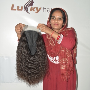 Perruque en cheveux indiens Remy vierges bouclés profonds, texture dense, ligne de cheveux réaliste, double trame machine, bonnet en dentelle léger, élégante pour femme - Product Image 5