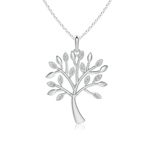 Colgante de Diamante Cultivado en Laboratorio con Diseño de Hoja del Árbol de la Vida Inspirado en la Naturaleza, Oro 10K/14K/18K, Plata 925/935, para Aniversario o Compromiso - Product Image 2