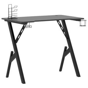 Escritorio para juegos de madera y hierro de ingeniería en color negro, 35,4 x 23,6 x 29,5 pulgadas, mesa para juegos elegante y práctica - Product Image 2