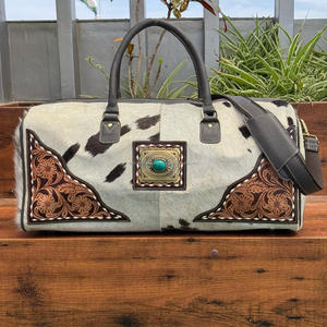 กระเป๋าเดินทางทรงดัฟเฟิลสำหรับผู้ชายและผู้หญิงชุด2ชิ้นหนังวัวแท้ขนาดใหญ่ - Product Image 5