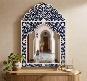 Miroir mural décoratif de style antique, entièrement fait main, de luxe, traditionnel indien, avec incrustations de os, respectueux de l'environnement - Product Image 1