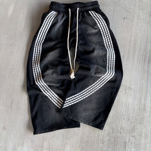 Pantalones Deportivos Negros ZRROPS INDUSTRY con Decoración de Rayas Blancas, Cintura Elástica, Largos, Tejidos, 100% Algodón, Antiarrugas, Otoño - Product Image 4