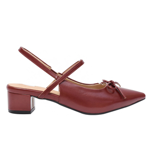 Ann'S Women Red Pointed Toe Slingback Pumps Bow Detail Mid Heel Dress <b>Shoes</b> Comfortable Office <b>Shoes</b> - Product Image 2