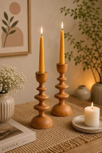Handmade Wooden Candle <b>Holder</b> Rustic Cylindrical Candle Stand <b>Tealight</b> Centerpiece for Home Wedding Christmas Decor - Product Image 2