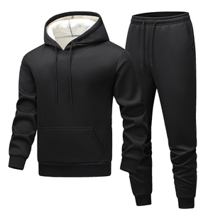 Conjunto de Sudadera con Capucha Negra para Hombre AL SWANS INTERNATIONAL, Ecológica, de Forro Polar Térmico de 400g, Informal, de Invierno, de Color Sólido, Tejida - Product Image 2