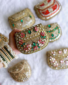 NEHA ENTERPRISES Handcrafted Multifunction Kundan <b>Mirror</b> Mosaic Party Clutch <b>Crystal</b> Stone Bridal Purse Wedding Celebration - Product Image 5