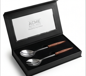 Stainless Steel Salad <b>Servers</b> Set Mirror Polish With Wooden Handles Dishwasher Safe For Home Dining Party And Restaurant - Product Image 3