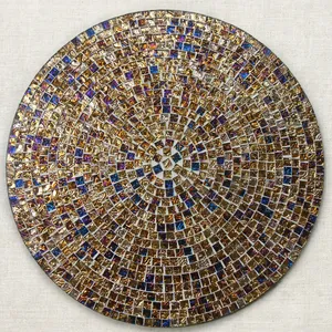 Plateau miroir rond en verre de style bohème pour la vente en gros, sous-plats et assiettes à bougies pour restaurants, mariages, tables de Noël et fêtes - Product Image 5