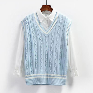 Pull en coton tricoté à col en V pour garçons adultes, collège, hiver, confortable, personnalisable, haute qualité, service OEM - Product Image 4