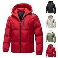 Men's Winter Hooded Thick Bomber <b>Jacket</b> with Zipper Front Eco-Friendly & Windproof Casual Outdoor Coat - Product Image 4