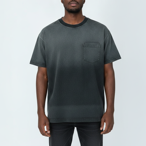 T-shirt Homme Oversize Vintage Hip Hop Col Rond Effet Délavé à l'Acide Sérigraphié Lettres Imprimées en Gros OEM - Product Image 1
