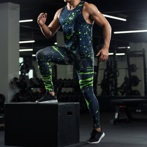 100% High Quality Sportswear Custom Logo Compression Leggings Quick Dry Gym Running Tights Fitness Workout Design Skinny Pants - Product Image 3
