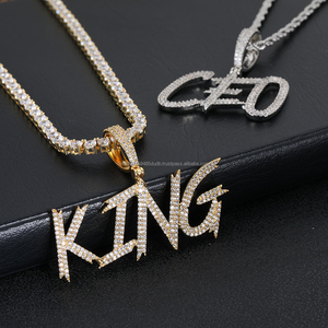 Custom <b>Name</b> Letter Pendant Necklace With Moissanite Luxury Iced Out Hip Hop Jewelry Personalized <b>Chain</b> Necklace For Men - Product Image 5
