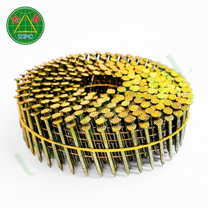 Clavos en rollo para paletas OEM de 1-1/4 pulgadas, 14000 unidades, alambre de acero con vástago anillado chapado en amarillo para paletas de madera de 1.9 pulgadas con longitud personalizada - Product Image 1