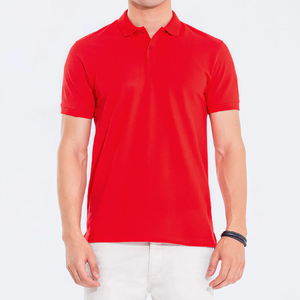 Polo de Piqué de Algodón Rojo de Manga Corta para Hombre, de Alta Calidad, Color Sólido, Corte Regular Informal, Diseño Transpirable - Product Image 1