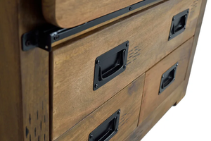 Armario de Madera Maciza Resistente de Estilo Industrial Moderno con Puerta Corredera Independiente para Dormitorio - Product Image 4