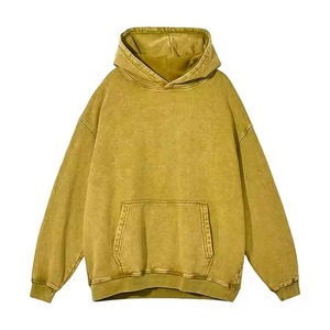 Sweat-shirt en molleton de coton jaune personnalisé, coupe oversize et carrée, épaules tombantes, options de délavage à l'acide et à la pierre disponibles, MOQ 10 - Product Image 2