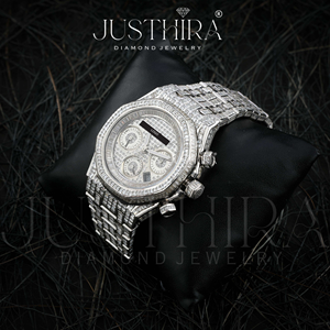 Reloj de Lujo de 41 mm con Esfera de Acero Inoxidable, Altamente Personalizado, Completamente Cubierto de Diamantes Moissanite, Nuevo, de Cuarzo, para Negocios y Moda - Product Image 4