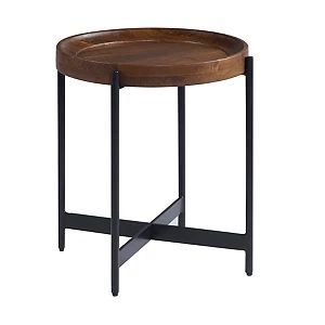 Mesa Auxiliar Rústica con Tapa de Madera y Base de Hierro, Estilo Rústico, Construcción Robusta y Colocación Versátil - Product Image 6