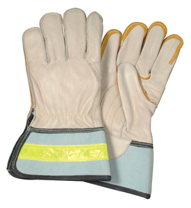 Leather Safety <b>Gloves</b> With Reflective Stripe Wrist Length <b>Thermal</b> Driver <b>Gloves</b> - Product Image 3