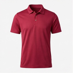 Polo Rojo de Manga Corta para Hombre, Tejido, Sólido, Casual, Corte Regular, Diseño con Botones - Product Image 1