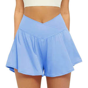 Women High Waist 2 in 1 Crossover Athletic Flowy <b>Running</b> Shorts Pockets Polyester/Nylon Butterfly Workout <b>Skorts</b> Tennis Yoga Gym - Product Image 1