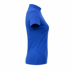 Customize Royal Blue Womens Fitted Stretch Fit Mock Neck Short Sleeve <b>T</b> <b>Shirt</b> Breathable Cotton <b>Modal</b> Jersey - Product Image 4