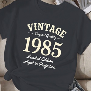 Camiseta Vintage de Edición Limitada de 1985 para Mujer, Diseño Informal con Estampado en Tejido de Poliéster, Cuello Redondo, Manga Corta, Diseño de 1985 - Product Image 2