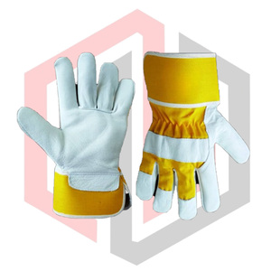 Guantes de Trabajo de Piel de Cabra Amarillo Beige, Resistentes a Desgarros, Transpirables, Antiestáticos, con Palma de Cuero, para Bomberos, Sin Silicona, Sin Polvo - Product Image 4