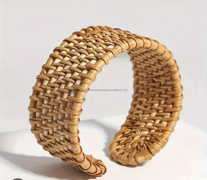 Custom Handmade Vietnam Rattan Wicker <b>Bracelet</b> Wholesale Ethnic Woven Adjustable <b>Personalised</b> <b>Name</b> Logo Gift Jewelry for Women - Product Image 5
