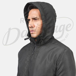 Chaqueta ligera con capucha para hombre, negra, informal, cortavientos, delgada, con cierre de cremallera, para primavera y otoño. - Product Image 6