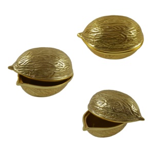 Return Gifts Aluminium <b>Walnut</b> Shape Bowl Metal and Gold Plated Finishing Design <b>Table</b> Ware Manufacturer and Supplier From India - Product Image 1