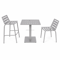 Meubles de restaurant, tables et chaises de haute qualité pour l'extérieur, café, terrasse, lattes en aluminium, bistrot, métal argenté, table résistante aux intempéries