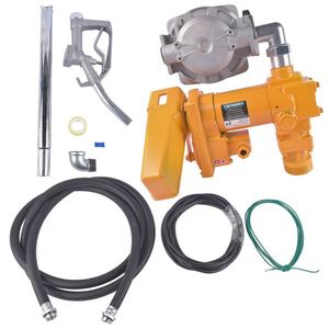 Pompa Portatile 12V 20GPM per Trasferimento Carburante Benzina e Diesel con Contalitri per Stoccaggio e Distribuzione Carburante Gialla - Product Image 1