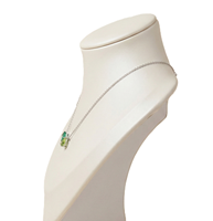 Pendentif Minimaliste Deux Pierres Émeraude Péridot Diamant Or Massif 10K 14K Élégant Bijou Fin Anniversaire Promesse Collier