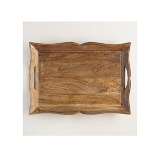 Wooden Tray Premium Natural Serving Tray for <b>Breakfast</b> Coffee Tea Dining Table Kitchen Home and Hospitality Use - Product Image 1