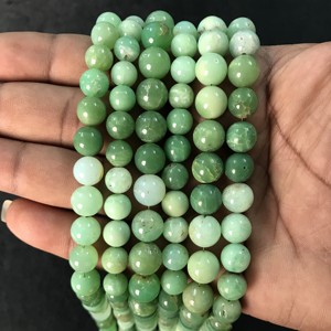Perles rondes lisses en chrysoprase de qualité AA certifiées IGI 100% naturelles, 8mm-10mm, couleur vert pierre, Fire Vivaaz Gems - Product Image 6