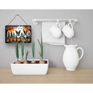 Nouveau Boston Terrier Spooky Halloween aluminium métal tenture murale multicolore 8HX12W pour cuisine salle de bain décoration murale maison Plaque - Product Image 3