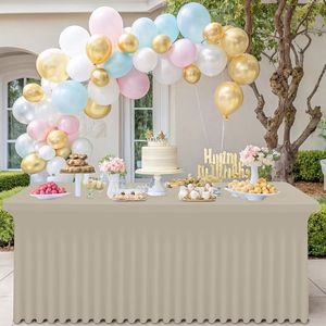 Smiry 6FT Rectangle Waterproof Washable Tablecloth <b>Elastic</b> Spandex Stretch Fitted Cover <b>Skirt</b> for Tables - Product Image 4