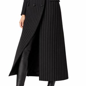 Abrigo largo a rayas de color sólido para mujer, elegante abrigo formal de doble botonadura, abrigo elegante de primera calidad para mujer - Product Image 6